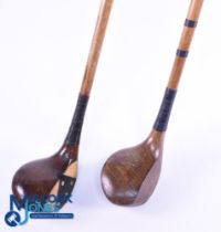 2x R Forgan St Andrews bulldog woods - both with maker's details and crown emblem stamped to crown -