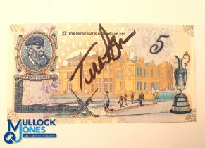 Autograph - Tom Watson Signed Royal Bank of Scotland £5 Banknote - depicting Old Tom Morris,