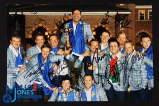 2012 Ryder Cup 'Miracle at Medinah' European Team Signed Post Celebration Press Photograph -