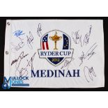 2012 Ryder Cup 'Miracle at Medinah' European Team Signed Embroidered Pin Flag - signed by the Capt