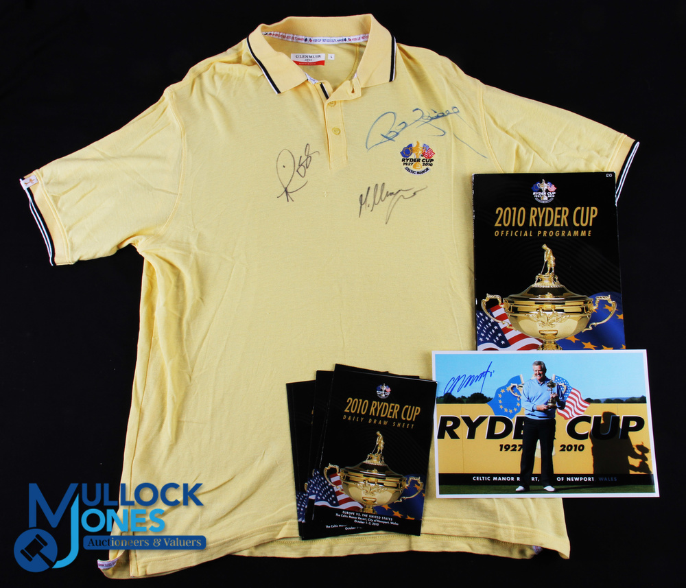 2010 Ryder Cup Celtic Manor Signed Souvenir Collection (9) - to incl Glenmuir Ryder Cup Yellow