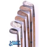 6x Assorted irons - to incl' Gibson star marked No 2 iron, large head rustless niblick with multi-