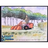 John Hart (Contemporary) - Original Signed Golfing Water Colour Cartoon used in his book titled "