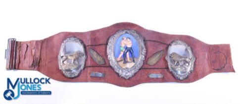 1912 Wrestling & Grappling Silver Hallmarked Belt Awarded to Louis S Robertson - Sergeant LS
