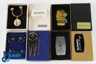 1979 Ryder Cup Greenbrier Zippo Pocket Knife, boxed, Royal Harare Golf Club enamel divot repairer
