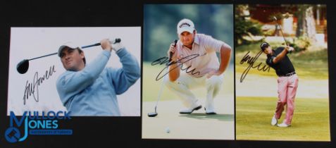 Graeme McDowell Signed Golf Action Press Photographs (3) to incl Driving, Iron Play and Putting