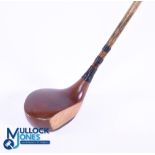 Slazenger Patent screw neck shallow faced dark stained persimmon driver and perimeter brass sole