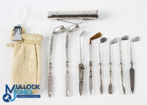 Selection of Silver Topped Golf Manicure Items - including 5x manicure pieces, each head stamped