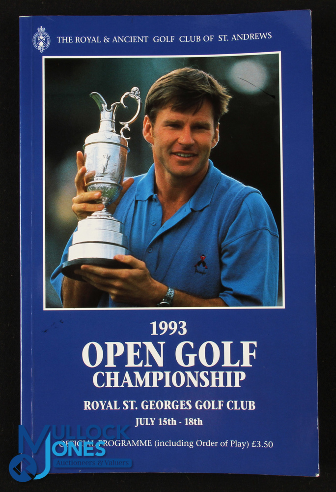 1993 Royal St George's Open Golf Champion Multiple Signed Programme - to incl 8x major winners to