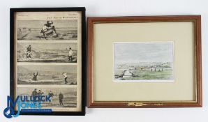 2x Early Westward Ho! Golfing Illustrations - to incl well known "Early Days at Westward Ho! Dated