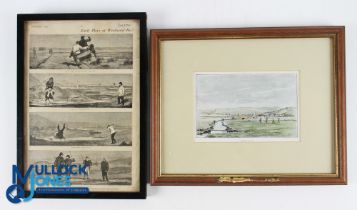 2x Early Westward Ho! Golfing Illustrations - to incl well known "Early Days at Westward Ho! Dated