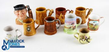 Golf Ceramic Themed Mug/Tankards - good-looking collection of 10 assorted mugs with a character toby