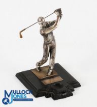Art Deco Style Golfing/Hole-in-One Trophy - featuring a golfer in the follow the Thro' Position