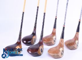2x Complete Sets of steel shafted woods (6) incl' an Autograph model in dark stained persimmon