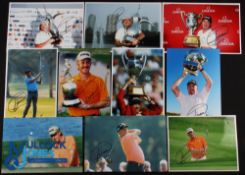 Migel Angel Jimenez Signed Winners and Action Golf Press Photographs (10) - holding winners trophies