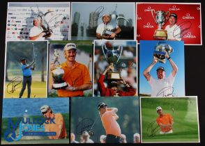 Migel Angel Jimenez Signed Winners and Action Golf Press Photographs (10) - holding winners trophies