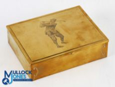 Early 1900s A G Spalding & Bros Golf Figure engraved to lid - cedar lined engraved brass cigar/