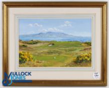 Bill Waugh - scarce The Third Hole St Nicolas Golf Club Prestwick original watercolour signed and