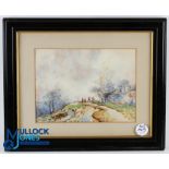 Original watercolour of Sandwell Park Golf Course Birmingham titled "The Pulpit Tee" signed with the