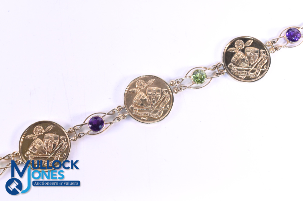 3 Gold Medals made into a Bracelet - Yorkshire Union of Golf Clubs Medals c1906, 2 M&W 18ct golf - Image 2 of 3