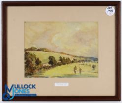 "Addington Golf Course - 18th Hole with a 2x ball in the foreground" original watercolour