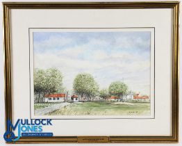 Original watercolour "1st Tee, Gullane No.1 Course" signed Bowie - image 10.5" x 14.25" - mf&g 17"