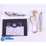 Collection of Various Golf Related Gold, Silver and Mother o' Pearl Bar Brooches (4) - Gold Golf