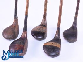 5x Assorted socket neck woods - to incl' Jas Anderson stripe top driver, R Williamson Parkstone