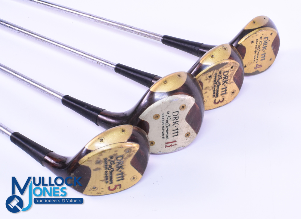 4x DRK 111 'Pro-Simmon' woods includes 1 1/2, 3,4 and 5 wood - all with red fibre face inserts, sole - Image 2 of 2