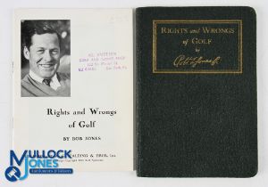 Jones, R T (Bobby) - "Rights and Wrongs of Golf" 1st ed 1935 in scarce green cloth boards, 45 pp.