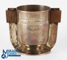 1936 France Amateur Golf Championship Finalist White Metal Trophy Cup - engraved "Union Des Golfs