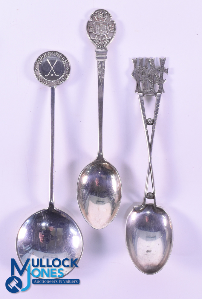 Interesting Collection of English Golf Club Silver Teaspoons and Wine sampler - to incl Folkestone