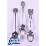 Interesting Collection of English Golf Club Silver Teaspoons and Wine sampler - to incl Folkestone