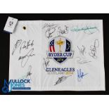 2014 Ryder Cup Gleneagles European Team Signed Embroidered Pin Flag - signed by Paul McGinley (
