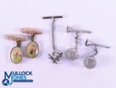 Collection of Gentleman's Golfing Cufflinks and tie pin (3) to incl an early 20thc pair of hand