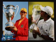 Sergio Garcia Signed Winners Golf Press Photographs (2) to incl 2005 European Masters Champion and