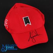 Tiger Woods "TW" Embroidered Logo Signed Red Nike Expandable Cap - signed to the peak with
