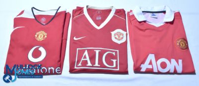 Three Manchester United FC home football shirts - 2004-2006, 2006-2007 and 2010-2011