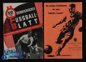 1952 Austria v England Friendly football programme date 25 May, Vienna, 'Fussball Blatt', with