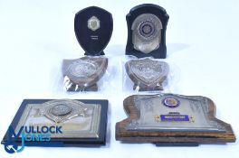 Six Silver plated and hallmarked period plaque and shield awards. 1949/50 Sutton & Cheam Hospital