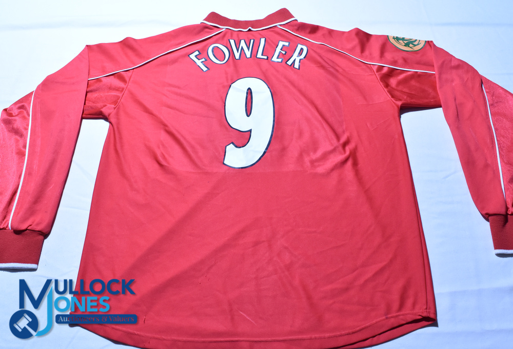 2001 Liverpool FC UEFA Cup Final Football Shirt & Medal - Shirt #9 Fowler - Reebok / Carlsberg. Size - Image 4 of 4