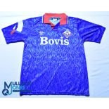 1991-1992 Oldham Athletic FC Home Football shirt - Umbro / Bovis, blue, short sleeves. Official