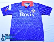 1991-1992 Oldham Athletic FC Home Football shirt - Umbro / Bovis, blue, short sleeves. Official