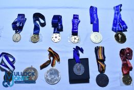 Twelve replica Football Medals & Lanyards - 2019 UEFA Super Cup, 2013 UEFA Champions League, 2018