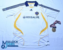 LA Galaxy FC home football shirt 2007-2008 #23 Beckham - Adidas / Herbalife, size L, white, short