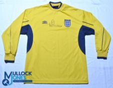 England FC goalkeeper shirt 1999-2001 signed by Ian Walker, size 152-158 cm, yellow, long sleeves