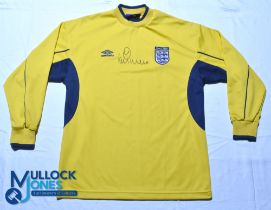 England FC goalkeeper shirt 1999-2001 signed by Ian Walker, size 152-158 cm, yellow, long sleeves