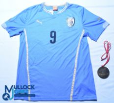 2014-2016 Uruguay FC home football shirt & Medal. Shirt #9 Suarez - Puma, Size M, blue, with tags,