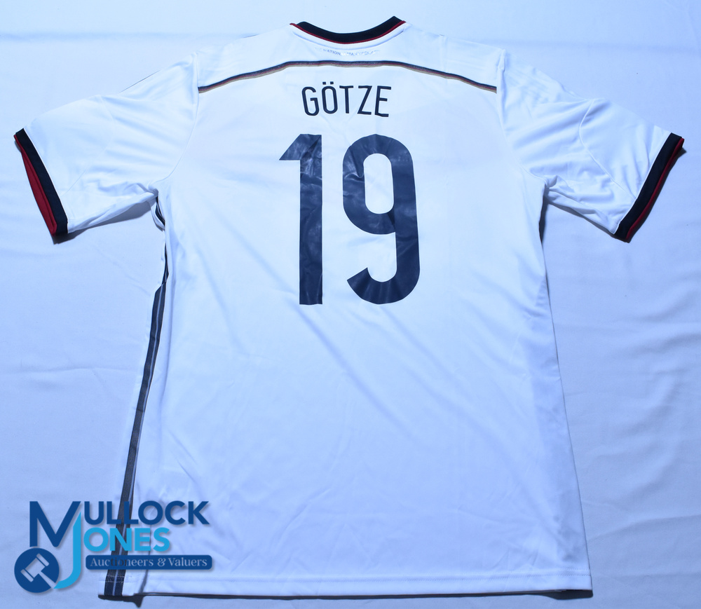 2014 World Cup Germany FC home football shirt - v Argentina #19 Gotze - Adidas, White, short - Image 2 of 2