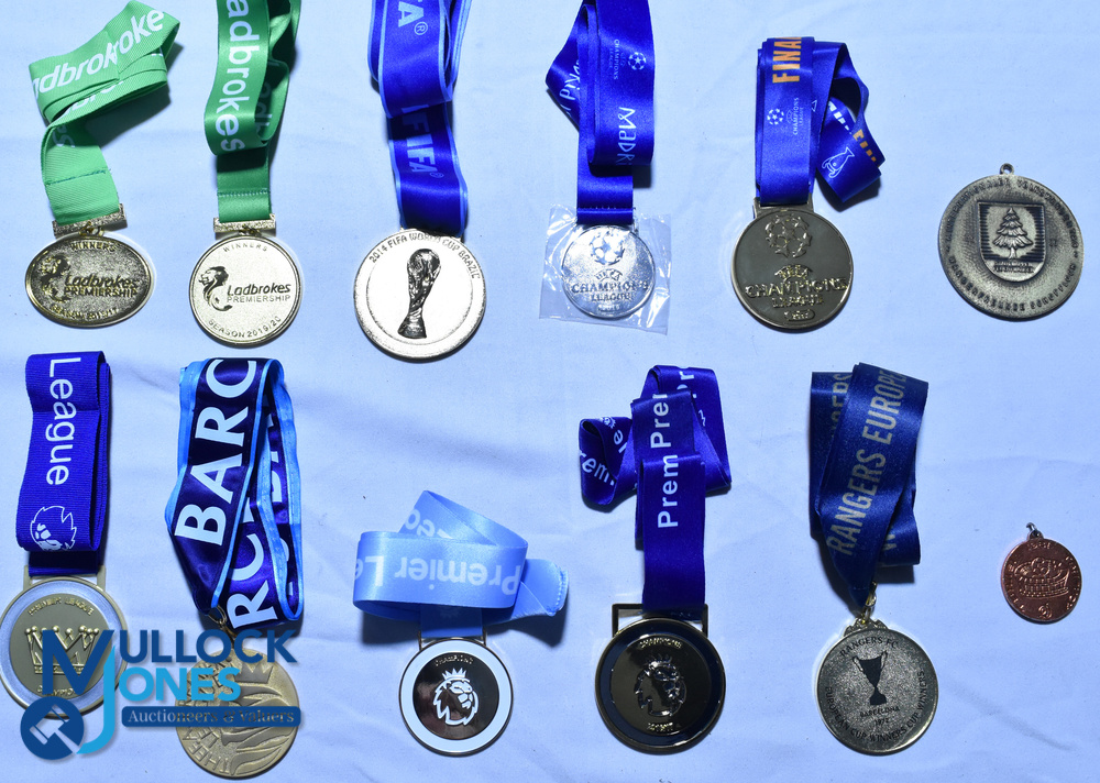 Twelve replica Football Medals & Lanyards - 2016/17 Premiership Winners, 2019/20 Premiership